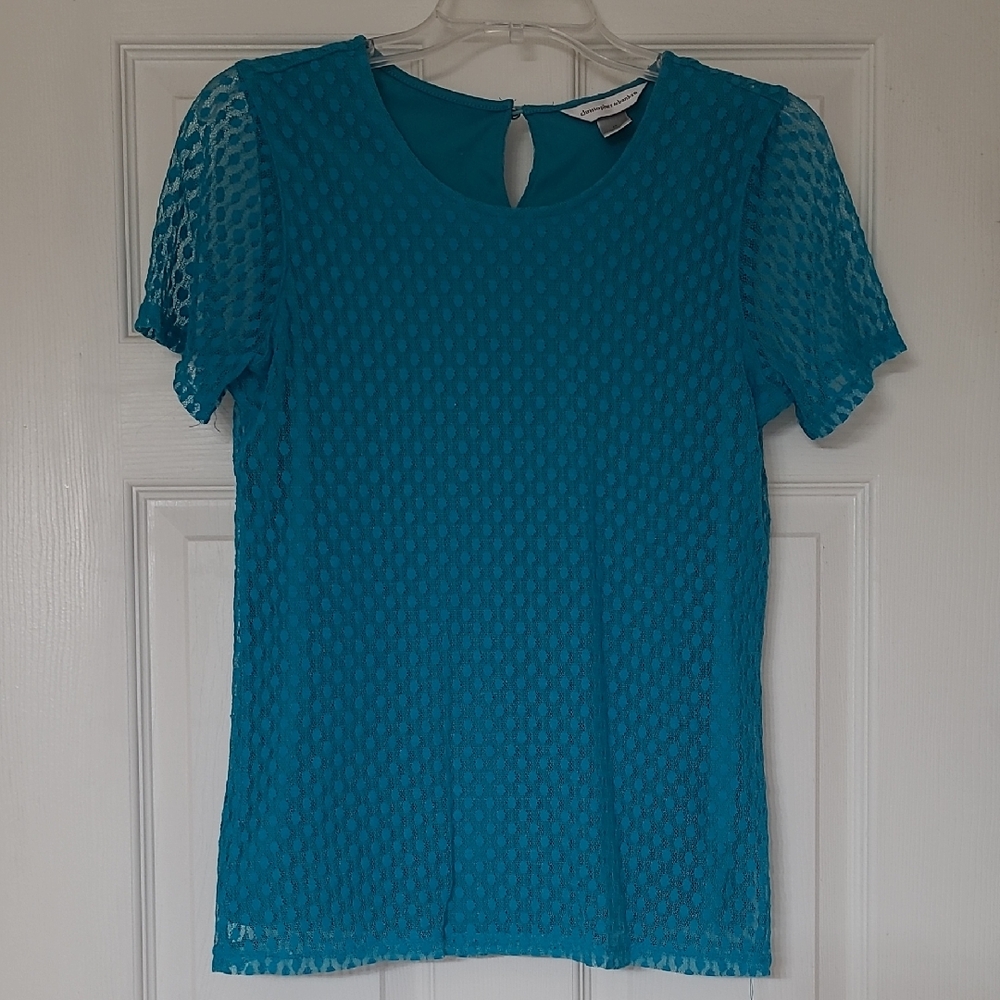 Christopher & Banks Teal Lace Blouse